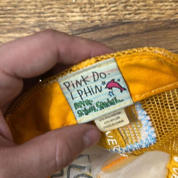 Pink Dolphin Mens Yellow After School Special Mesh Snap Back Trucker Cap - Picture 5 of 5